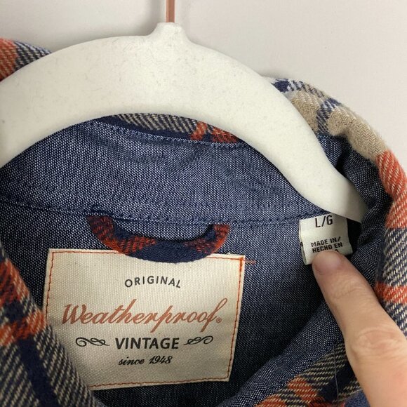 Weatherproof Vintage Plaid Flannel Button Down Long Sleeve Shirt Mens Size Large - Picture 2 of 6